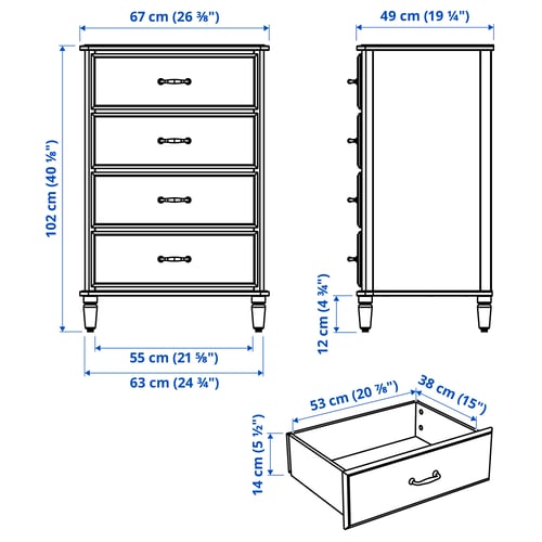 Illustration with measurements for the product: TYSSEDAL.
