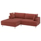 UPPÅKRA 3-seat modular sofa, with chaise longue, left/Samsala brown-red