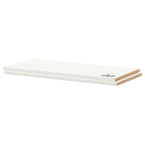 A white UTRUSTA melamine shelf with a sturdy, rectangular design and a surface-resistant finish.