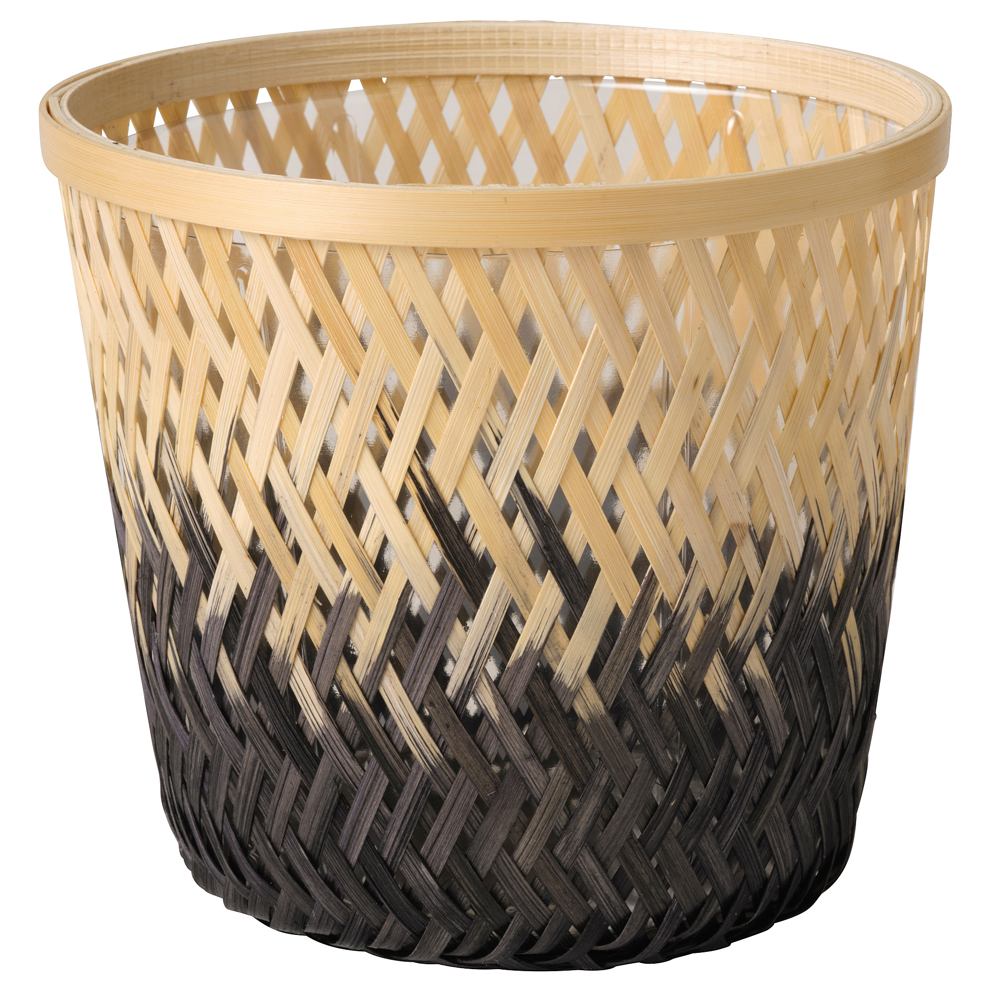 VATTENMELON Plant pot, bamboo natural/black, 15 cm IKEA