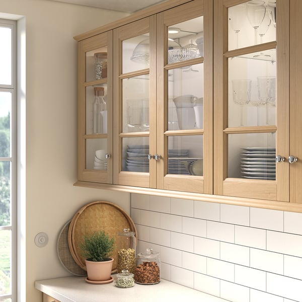 VEDHAMN Glass door, oak, 40x40 cm