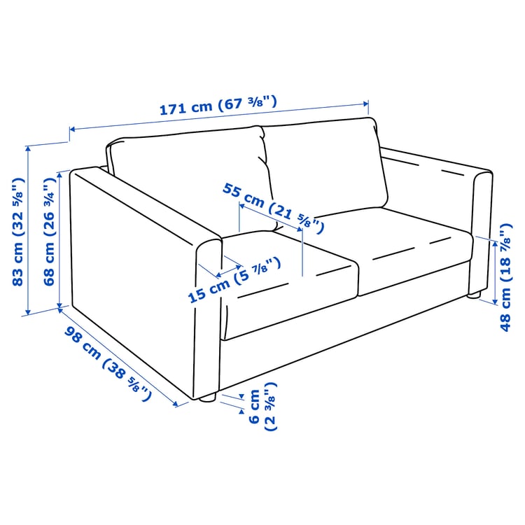 VIMLE كنبة بمقعدين, Gunnared رمادي معتدل IKEA