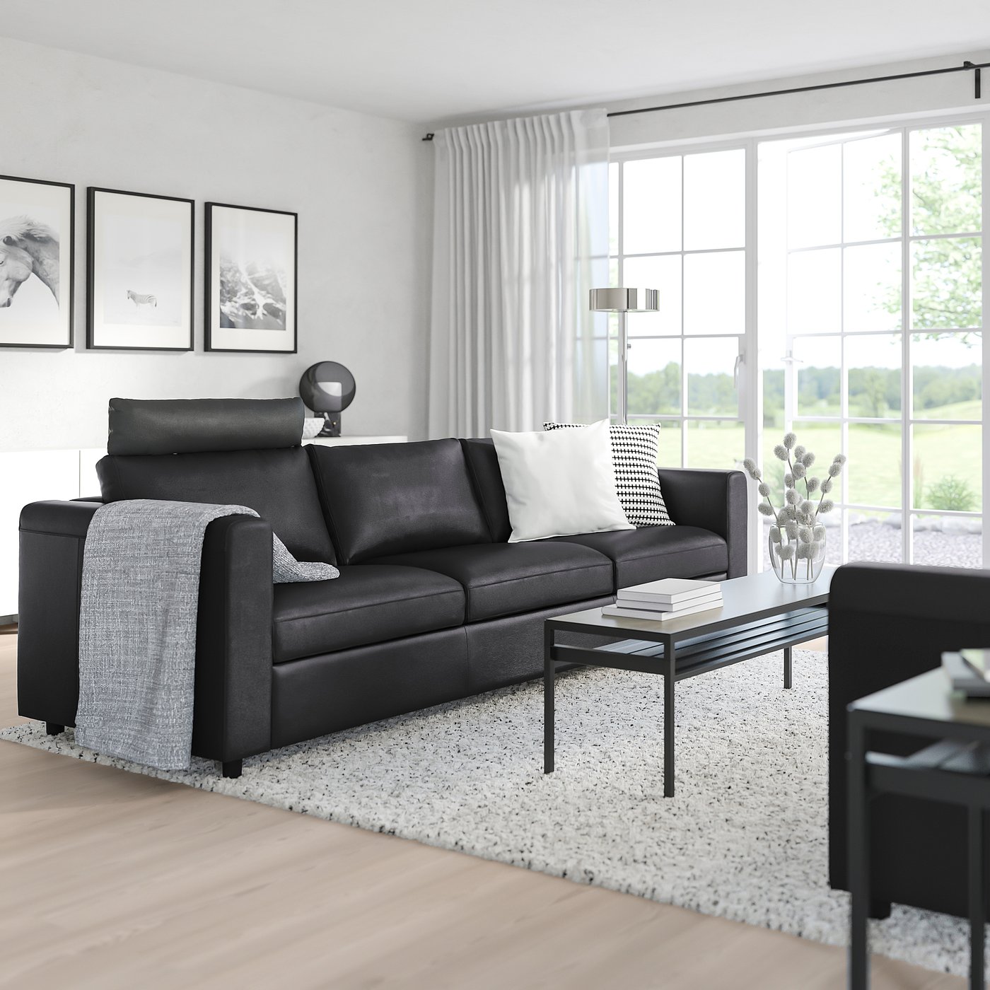 VIMLE 3-seat sofa, with headrest/Grann/Bomstad black - IKEA