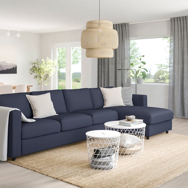 Vimle كنبة 4 مقاعد مع أريكة طويلة Orrsta أسود أزرق Ikea