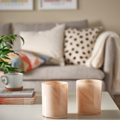 VINDSTILLA Candle holder, beige, 15 cm