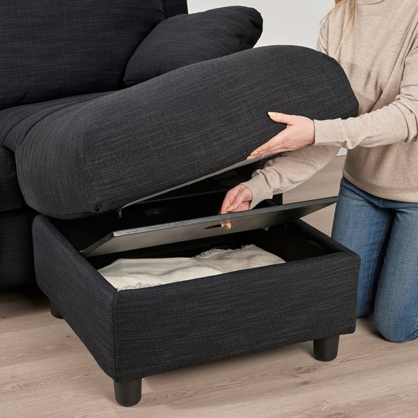 VINLIDEN 3-seat sofa with chaise longue, Hillared anthracite