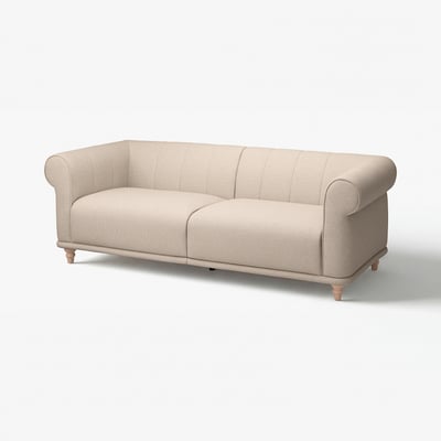 VISKAFORS beige sofa, classic design, cushioned, wooden legs.