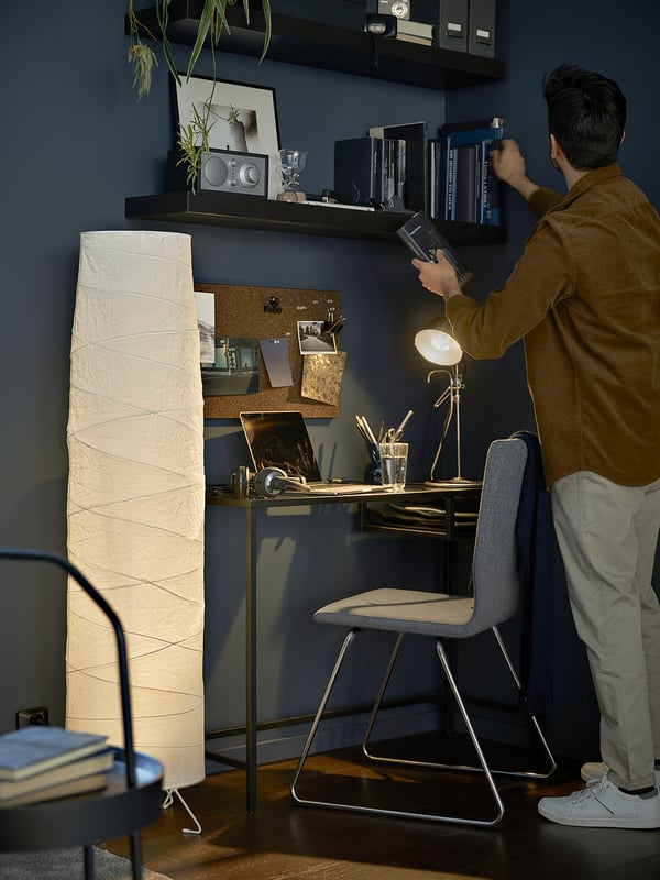 VITTSJÖ Laptop table, black-brown/glass, 100x36 cm