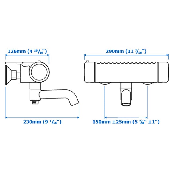 VOXNAN Thermostatic bath/shower mixer, chrome-plated, 150 mm