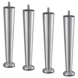 Four ABBORRÅSEN stainless steel legs shown, conical shape, feet base.