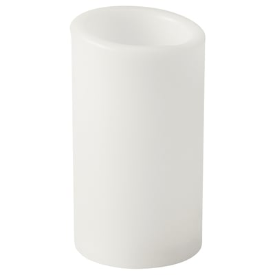 White led candle, cylindrical, glossy, modern minimalist style.