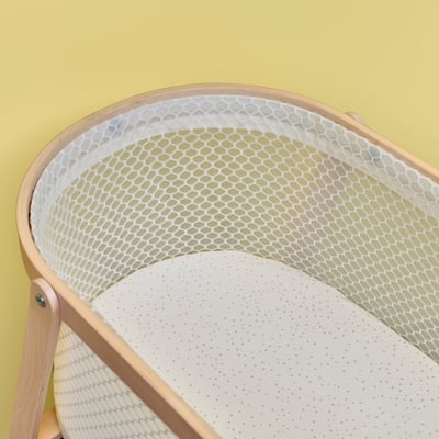ÄLSKVÄRD Fitted sheet for bassinet, clouds/dots/off-white, 41x75 cm