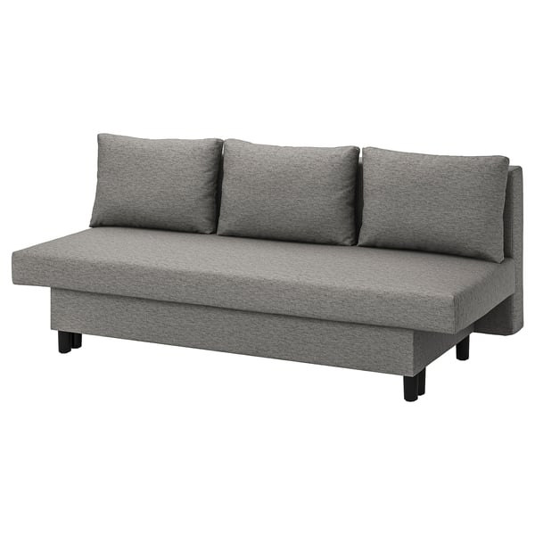ÄLVDALEN grey sofa with cushions, modern design, comfortable & convertible for sleeping, grey upholstery.