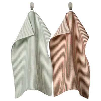 ÄLVMAL Tea towel, pale blue/orange striped, 45x60 cm