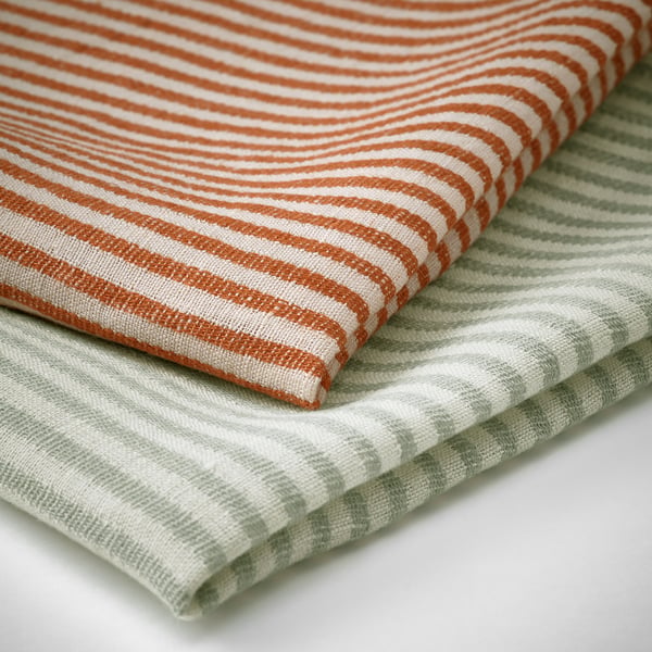 ÄLVMAL Tea towel, pale blue/orange striped, 45x60 cm