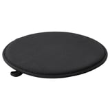 ÄNGSFRÄKEN: black circular chair pad. Round, black, cozy, with anti-slip back, polyester & foam.