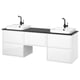 Option: ÄNGSJÖN white bathroom vanity, sleek modern design with two drawers, marble countertop, and two sinks.