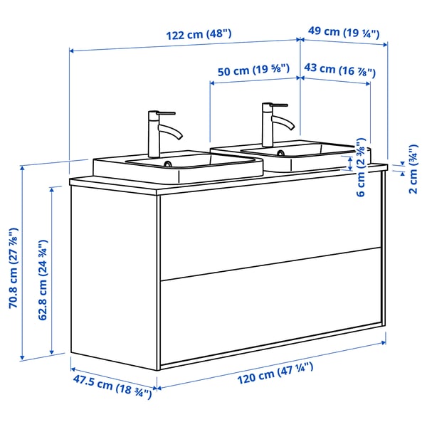 Illustration with measurements for the product: ÄNGSJÖN.