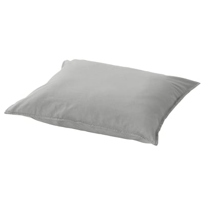 A light gray, square-shaped pillowcase made of cotton. It has an envelope closure at one end.