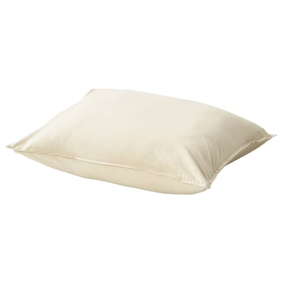 ÄNGSLILJA cream pillowcase, made of 100% cotton, soft, plain, square shape.