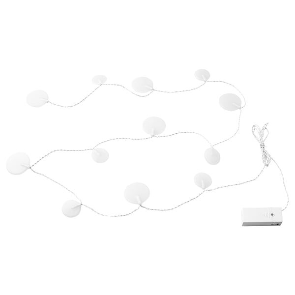 AKTERPORT white decorative led lights, battery-operated, polystyrene plastic, spherical bulbs, simple design.