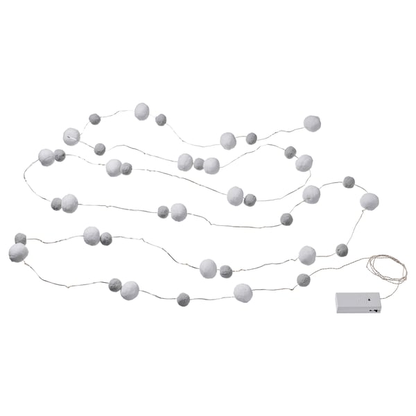 AKTERPORT grey string lights, battery-operated, 30 led bulbs, decorative, polyester, spherical design.