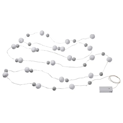 AKTERPORT grey string lights, battery-operated, 30 led bulbs, decorative, polyester, spherical design.