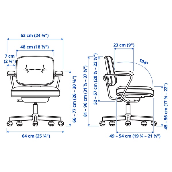 Illustration with measurements for the product: ALEFJÄLL.