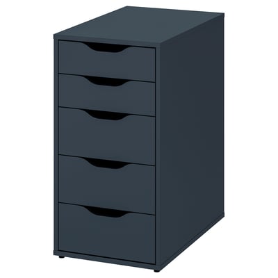 An ALEX gray five-drawer unit with a modern design for efficient storage.