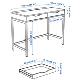 Illustration with measurements for the product: ALEX/LÅNGFJÄLL.