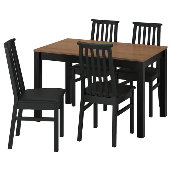 ÅLHULT / ÅLHULT Table and 4 chairs, black/brown/Bomstad black black, 120/170x80 cm
