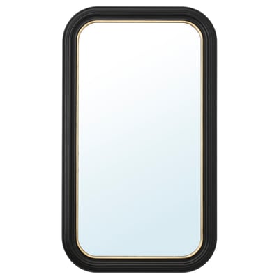 ALMARÖD mirror: black & gold frame, rectangular shape.