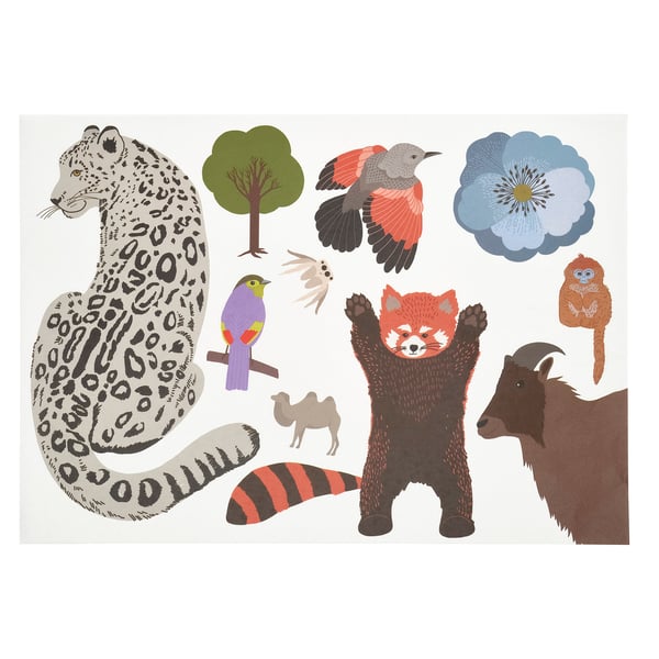 ALPTALL Decoration stickers, set of 3, multicolour/Himalayan animals and plants