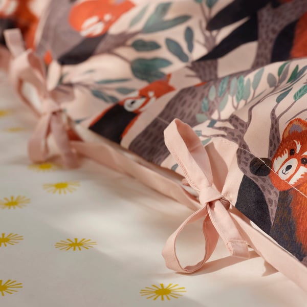 ALPTALL Duvet cover and pillowcase, pink/red panda pattern, 150x200/50x60 cm