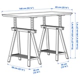 ANFALLARE / MITTBACK Desk, bamboo white, 140x65 cm