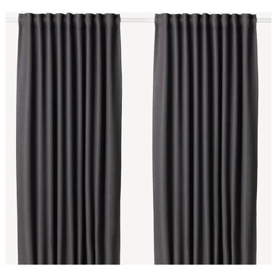 Black ANNAKAJSA room-darkening curtains, simple design, hanging straight.
