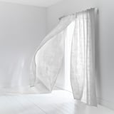 APELSTÄVMAL - white curtains with subtle pattern, soft drape, made from recycled polyester, cover large window.