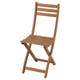 A folded wooden chair named ASKHOLMEN in light brown. Its made of durable acacia, suitable for outdoor use, and comes pre-assembled.