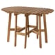 An ASKHOLMEN outdoor wooden table in brown. Its round with folding drop-leaves and sturdy acacia wood legs.