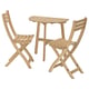 Option: Natural wooden outdoor table and two chairs set. Ideal for small spaces, foldable for easy storage. Crafted from durable, sustainable acacia wood.
