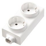 ÅSKVÄDER dual outlet bracket, white, plastic, rectangular, modern design for cable organization.