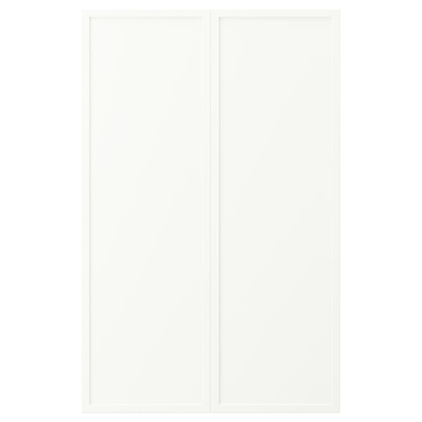 White ASPUDDEN cabinet, rectangular, simple design, made of particleboard and fibreboard with plastic edging.