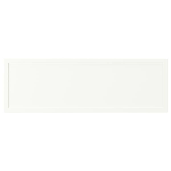 ASPUDDEN table, white, rectangular, simple design, made of particleboard and fibreboard with plastic edging and foil.
