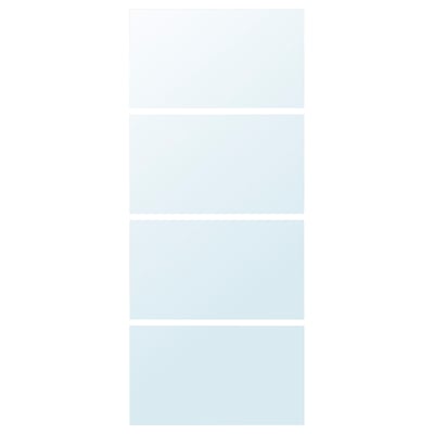 AULI mirror panels: set of 4 clear glass, sleek rectangular design, ideal for doors, creates spacious feel.