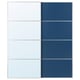 An AULI sliding door in white and dark blue, showcasing mirrored and panel designs.