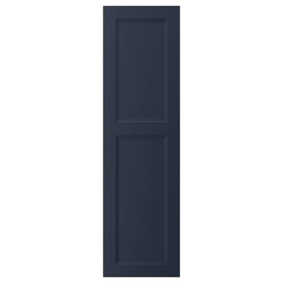 A blue AXSTAD kitchen door with a smooth, rectangular design and inset panel, made from fibreboard with a plastic foil surface.