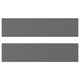 Two gray rectangular panels, likely kitchen cabinet doors, with smooth, dark, steely surfaces.