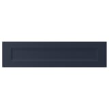 A dark blue, rectangular AXSTAD kitchen cabinet door. It has a smooth surface with a recessed panel design.