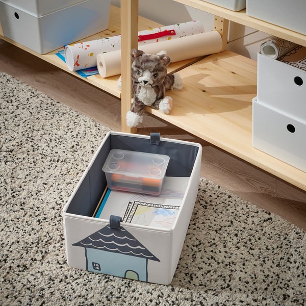 Toy house storage bin for organizing clothes & toys.