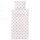 Barndrom duvet set, white with red hearts, cotton, rectangular, kids bedding.